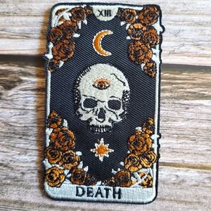 Death Tarot 3rd Eye Skull Floral Occult Gothic Embroidered Iron on Patch